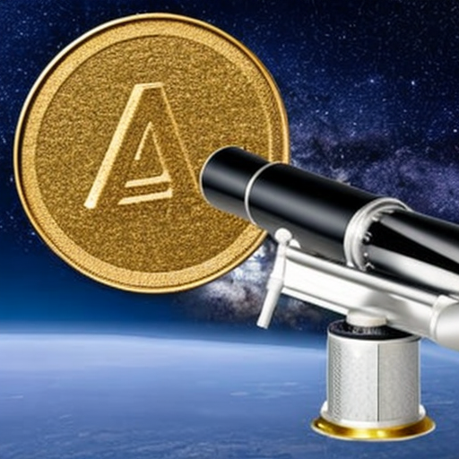  A telescope focusing on a rising star, symbolic of a booming cryptocurrency.
